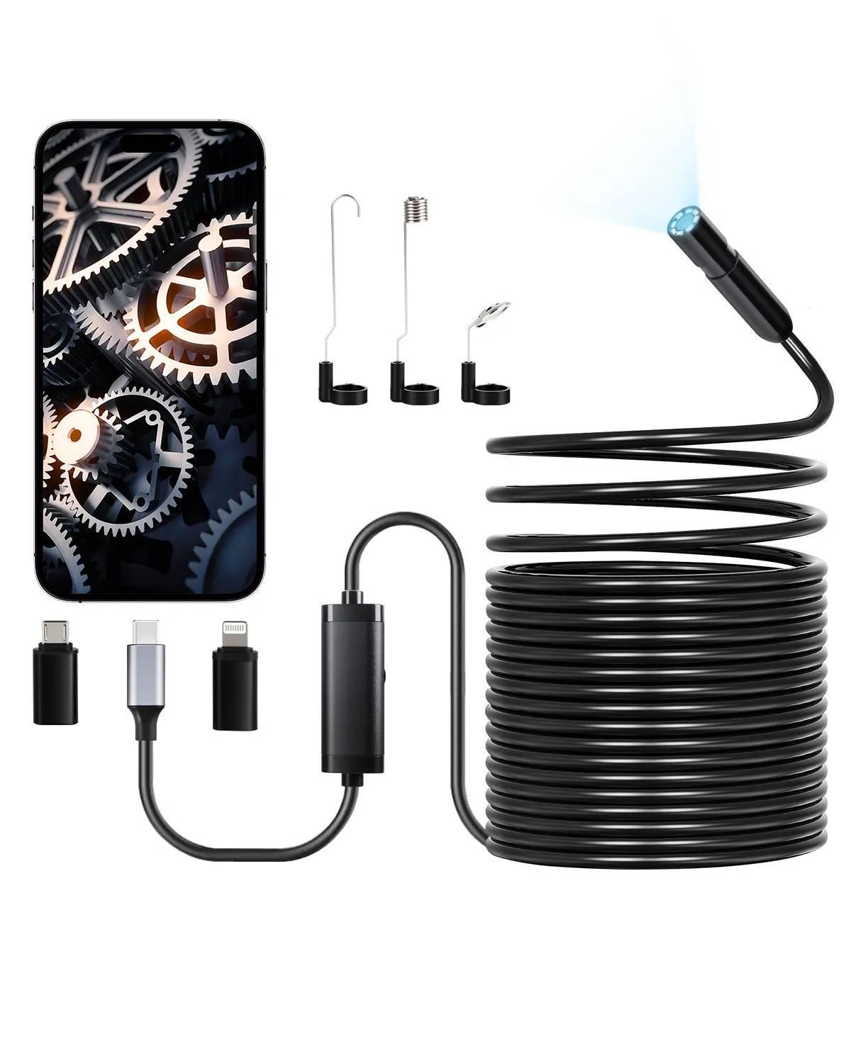 Эндоскоп USB Vevor SM7 для Android/iOS 8 мм 2 камеры 15 м (1416) - фото 2