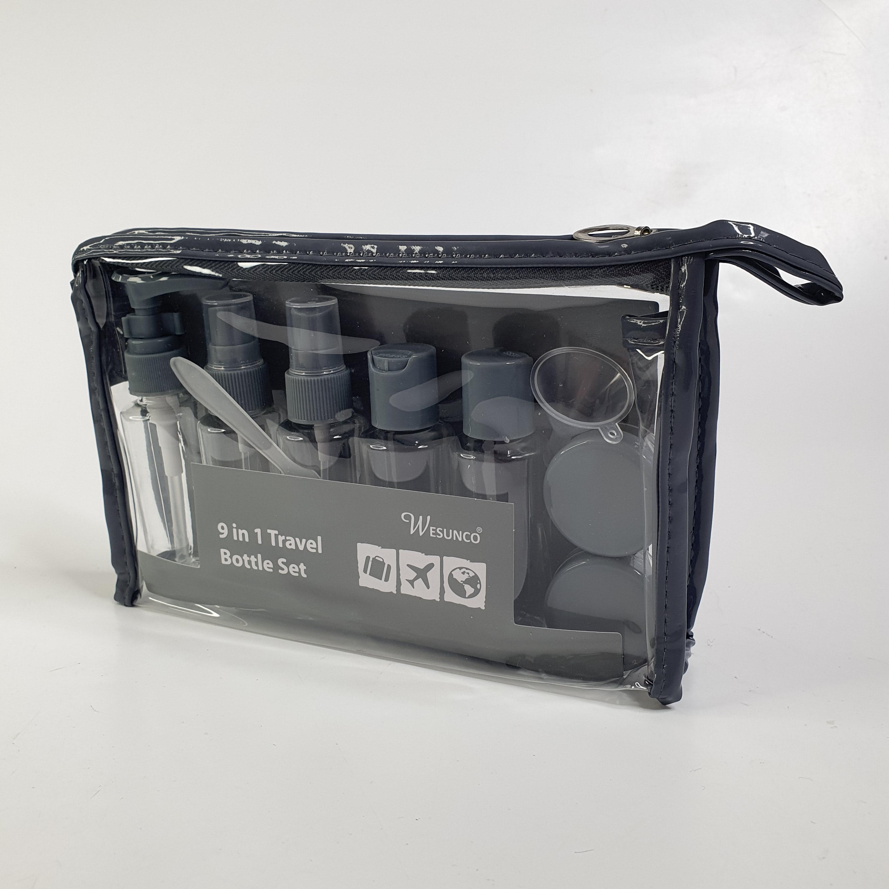 Набір дорожніх баночок для косметики Travel Bottle Set 9в1 із дозатором у сумці (INITD-9911) - фото 10