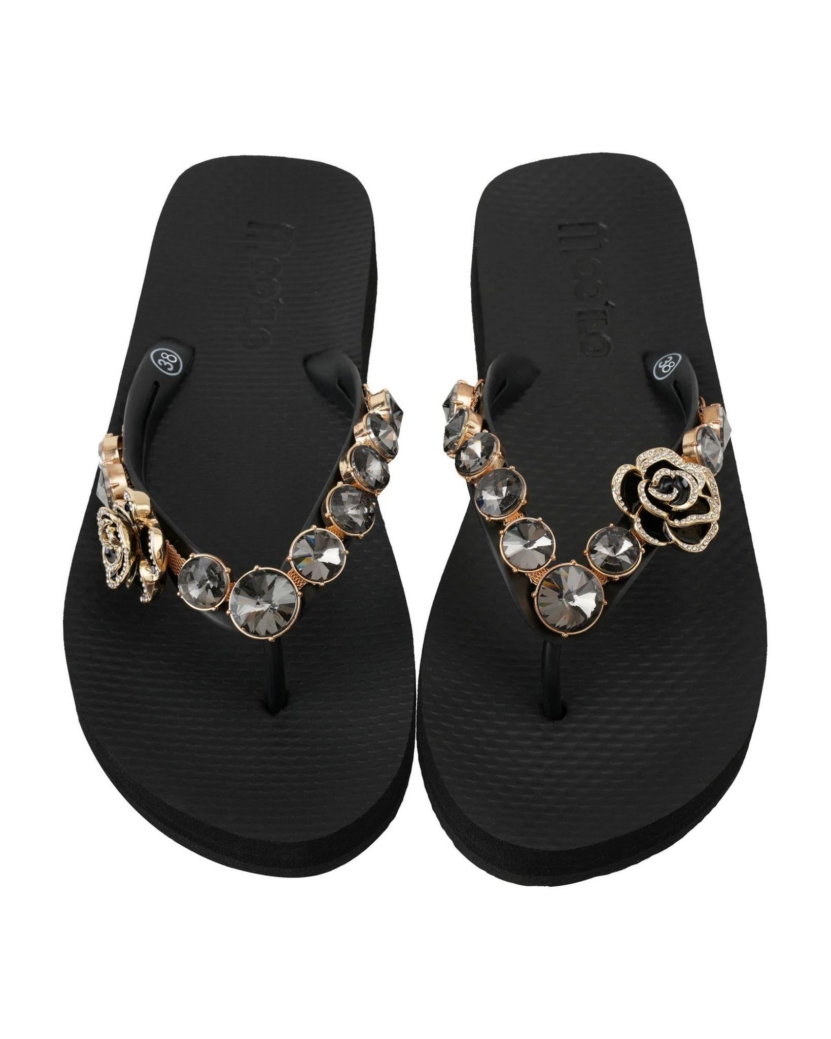 Вьетнамки женские Mooilo р. 39 Черный (Rose-black)