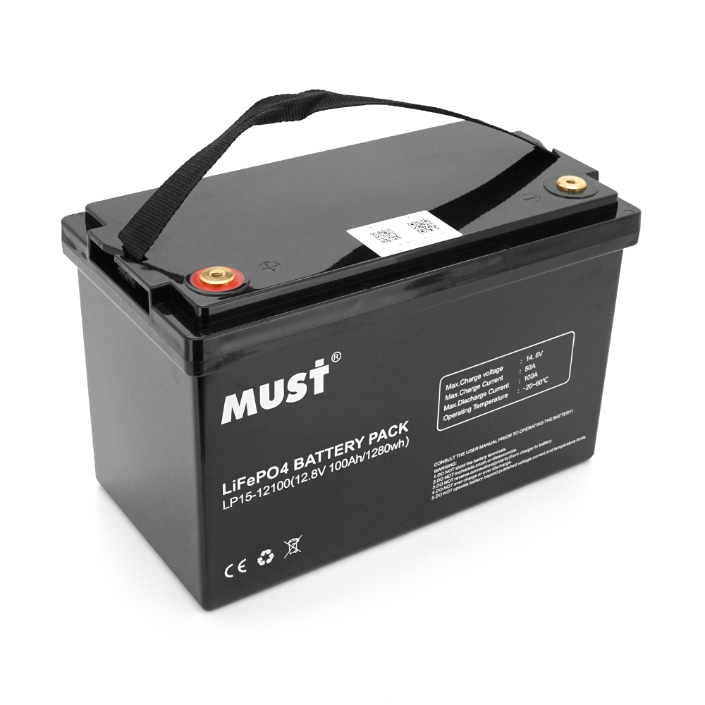 Акумуляторна батарея lifepo4 Must lp1512100 128v 100ah 128kwh bms 50a 6000 циклів 339x185x218 мм (YUT_V10628)