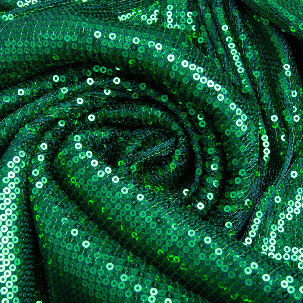 Ткань трикотаж паетки 195 гр/м2 140 см Изумруд (27273)