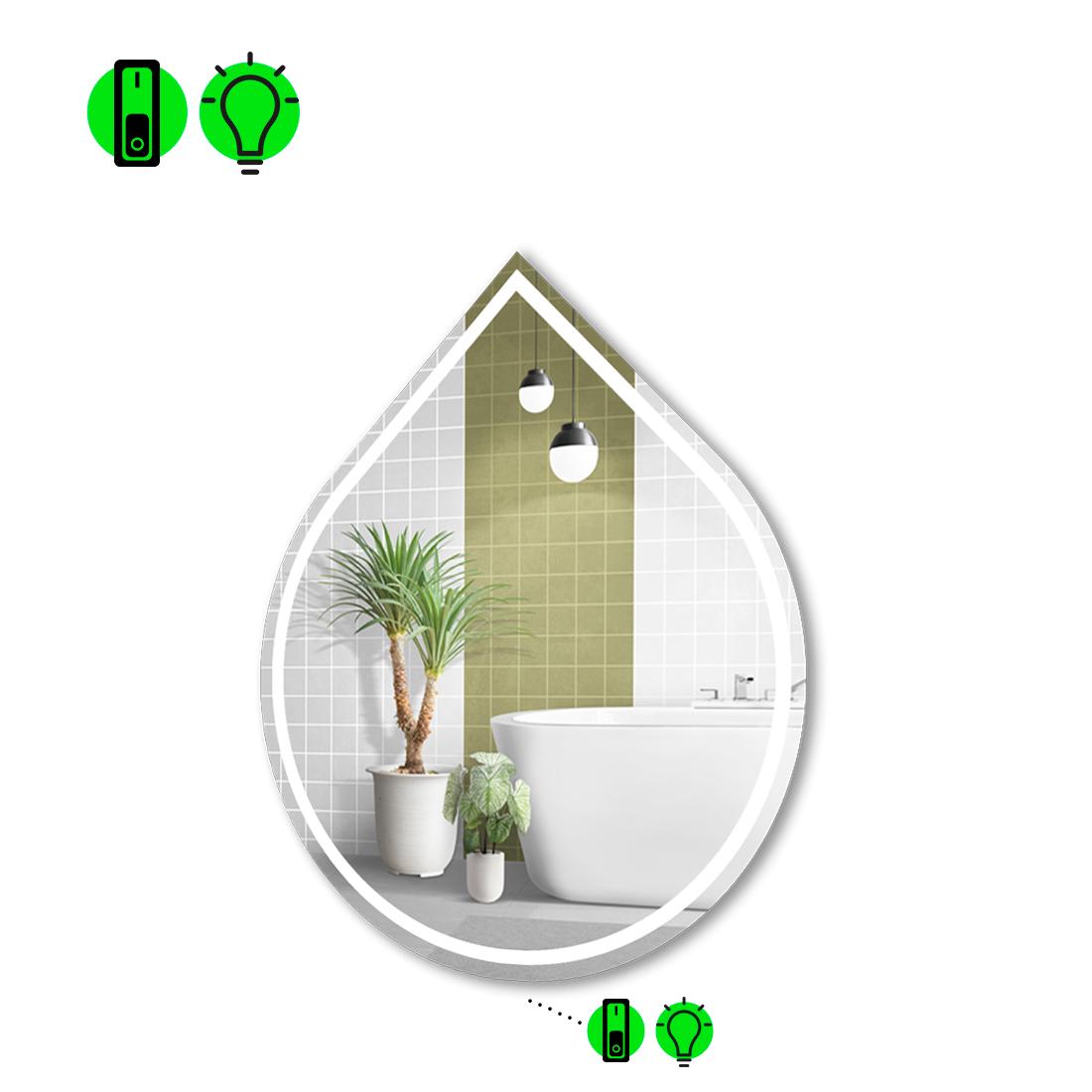 Зеркало с LED подсветкой Goccia 1 с механическим включателем 60x50 см (8737003)