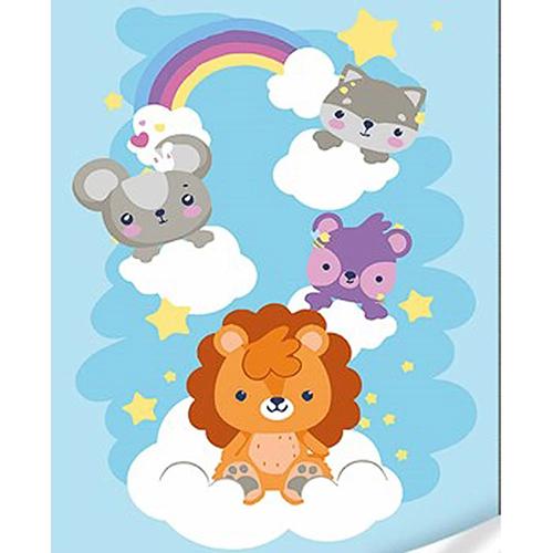 Картина за номерами Strateg Преміум Милі звірята на хмарках з лаком та рівнем 30x40 см (Str-SS1079)