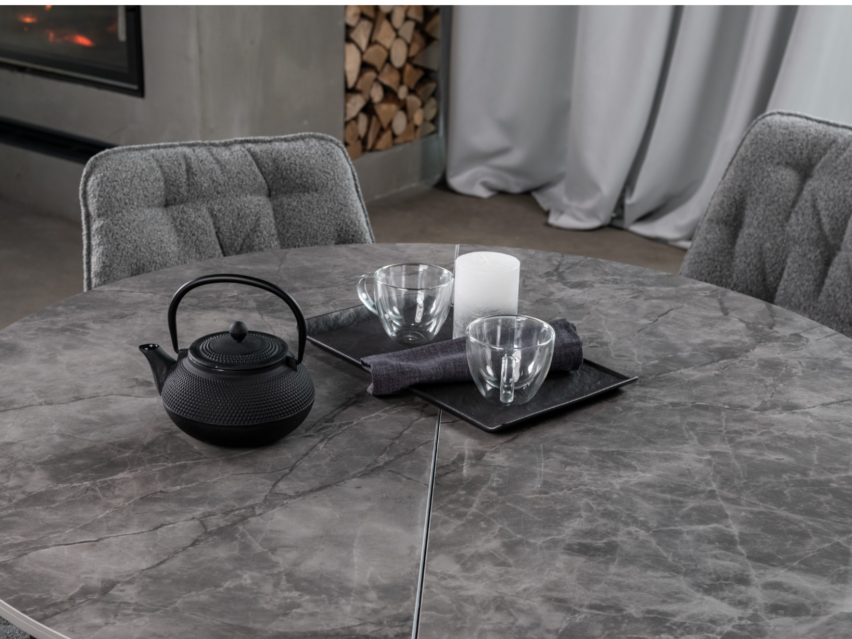 Обідній стіл круглий Vetro Mebel Офелія 1050/1380/760 мм Спайдер грей/Чорний (TML-1250) - фото 7 Обідній стіл круглий Vetro Mebel Офелія 1050/1380/760 мм Спайдер грей/Чорний (TML-1250) - фото 7