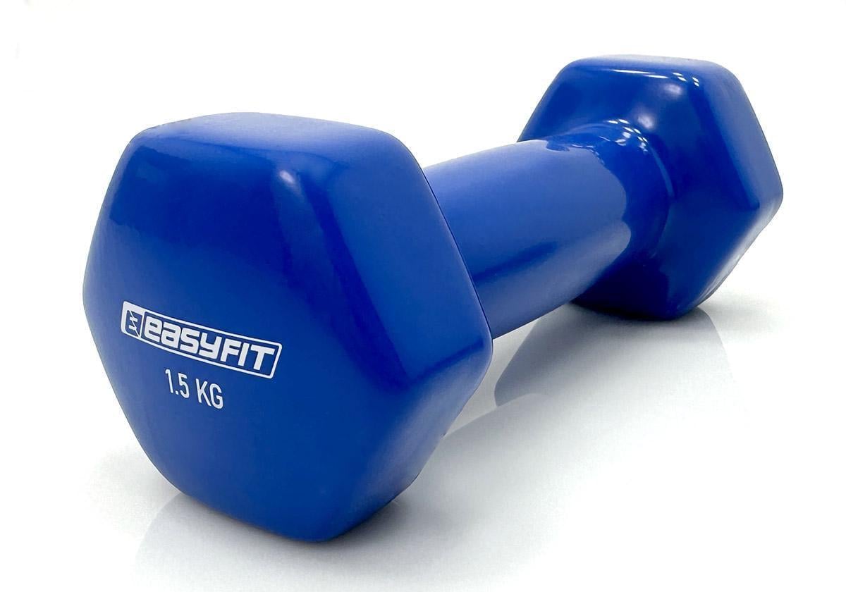 Гантель для фитнеса EasyFit 1,5 кг с виниловым покрытием Синий (EF-0015-BL)
