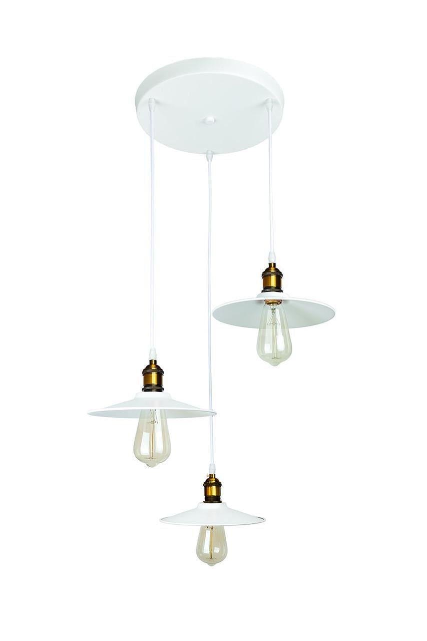 Подвесной светильник Levistella 752837F-3 300 Лофт с тремя металлическими дисковыми плафонами Белый (1904028002)
