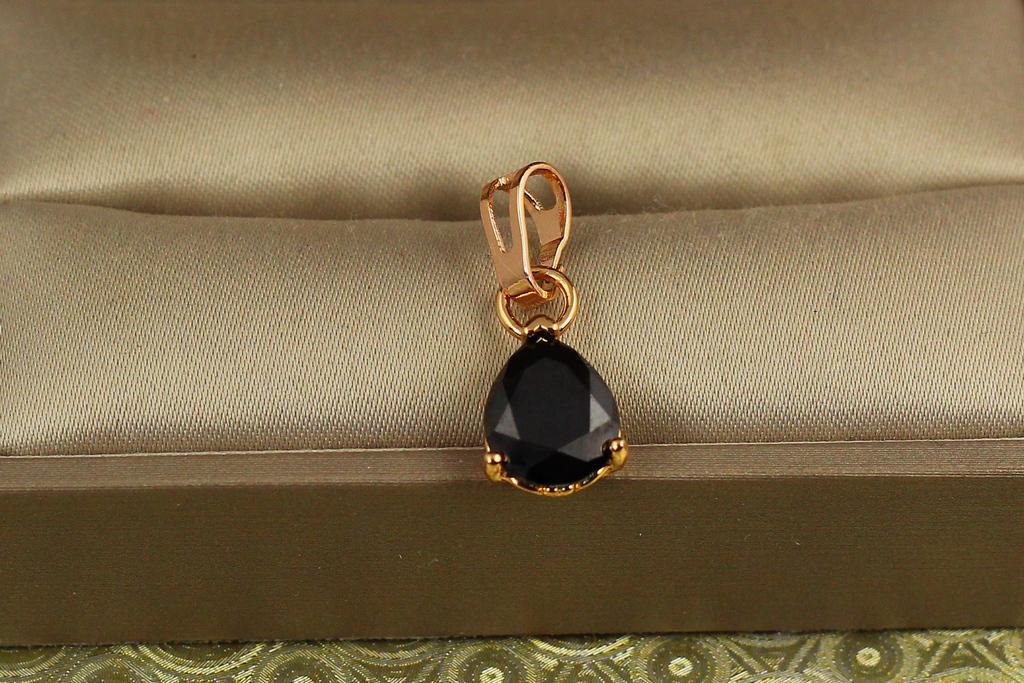Кулон Xuping Jewelry черная капля 1,5 см Золотистый (34718064)
