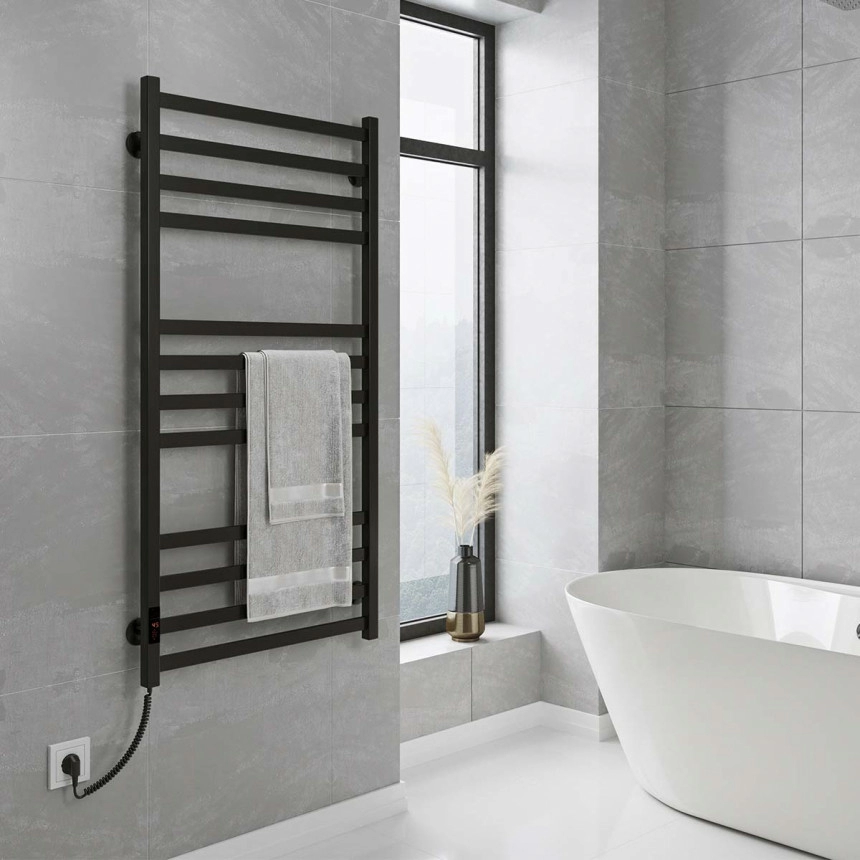 Полотенцесушитель Deffi Magnus П12 электрический Е левое соединение 600х1200 см Черный