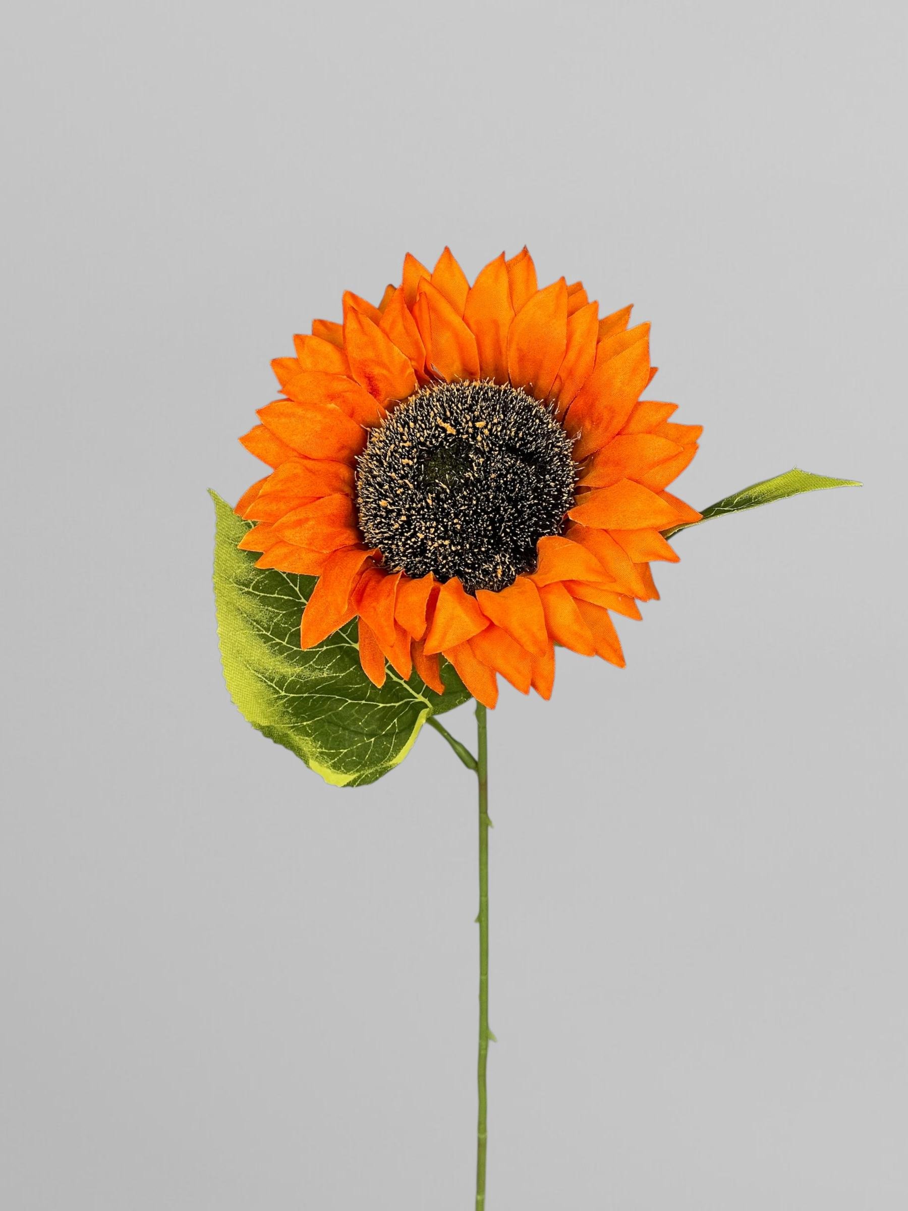 Штучна гілка соняшника з листям 12х48 см Помаранчевий (К13199)