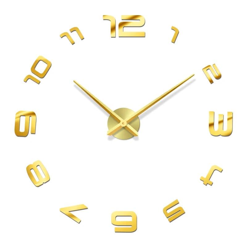 Часы настенные большие Orbita 3D с зеркальным эффектом d 60х130 см Золотой