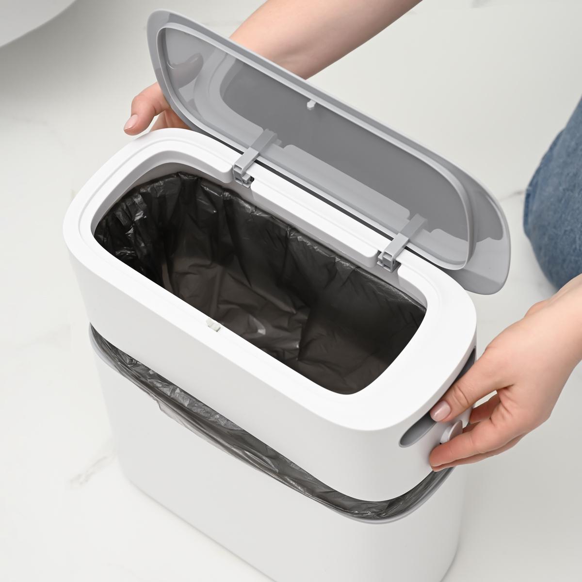 Мусорное ведро MVM BIN-22 12L white/gray с крышкой 12 л Серый (224806) - фото 8 Мусорное ведро MVM BIN-22 12L white/gray с крышкой 12 л Серый (224806) - фото 8