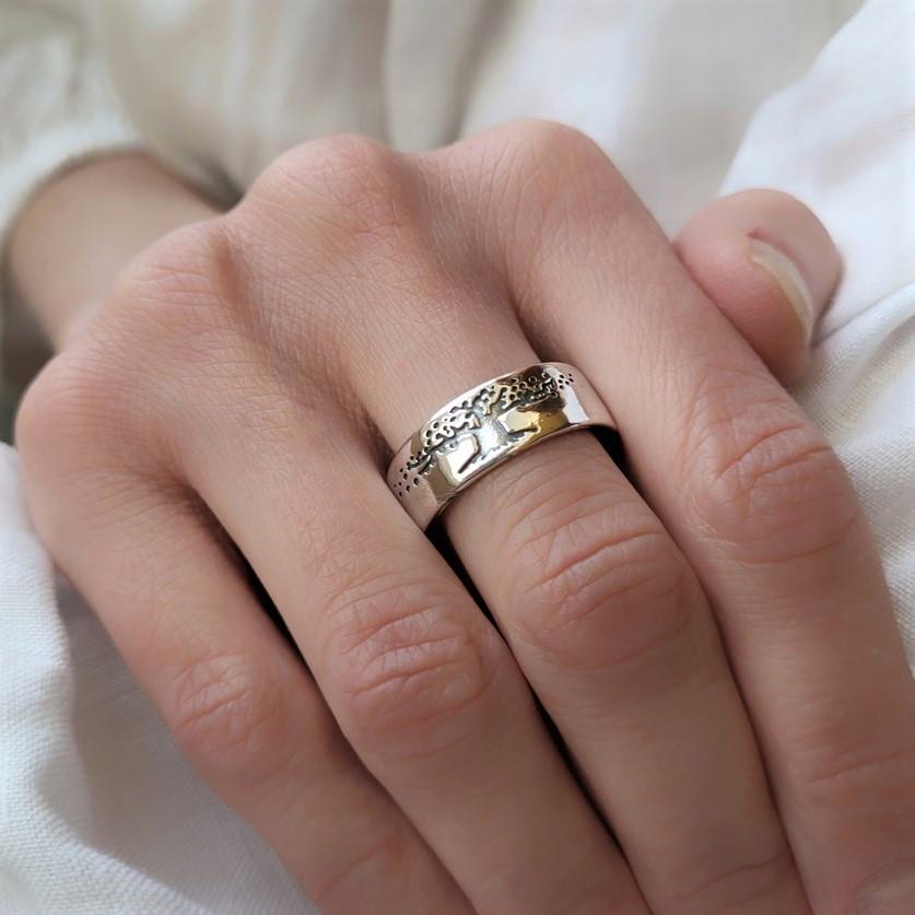 Каблучка без каміння дерево чорнене срібло 925 проби 4,80 г р. 19 (1920к) - фото 5