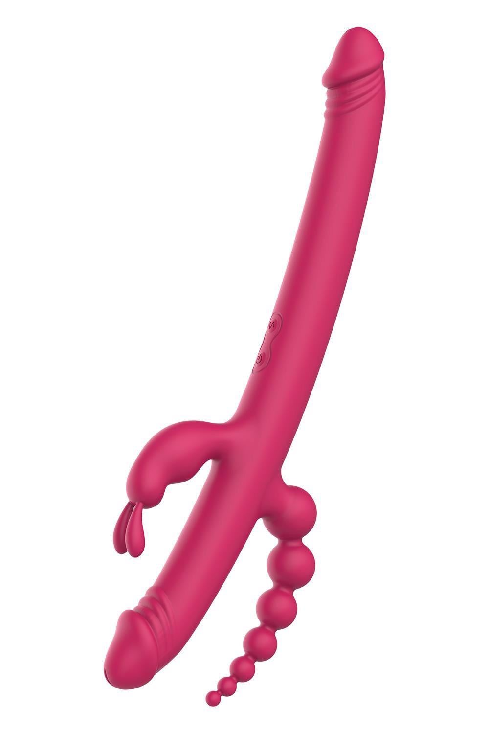 Вибратор с 4 стимулирующими концами Dreamtoys Anywhere Pleasure Vibe Essentials Розовый