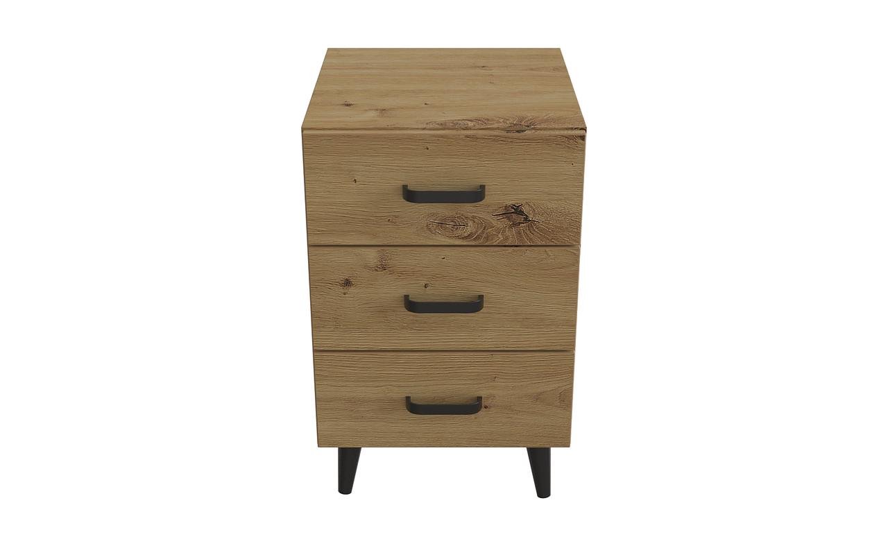 Тумба на конусных ножках Ferrum-decor Вива 3 металл/ДСП 16 мм 56,5x35x40 см Черный/Дуб Артизан (FRD-106824)