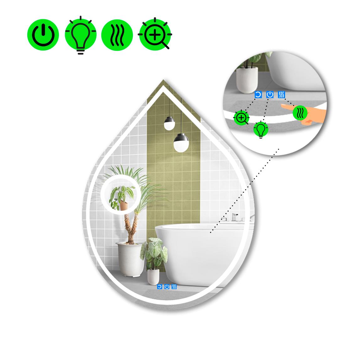 Зеркало с LED подсветкой Goccia 1 с тремя сенсорами 60x50 см (8738353)