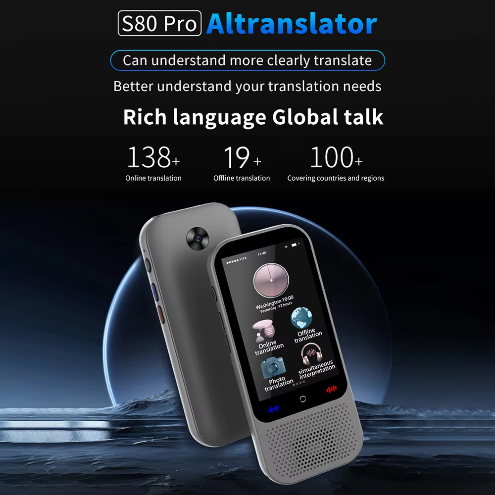 Электронный переводчик Translator S80 Pro/ChatGPT/перевод 138 языков/19 оффлайн языков/дисплей 3" - фото 9 Электронный переводчик Translator S80 Pro/ChatGPT/перевод 138 языков/19 оффлайн языков/дисплей 3" - фото 9