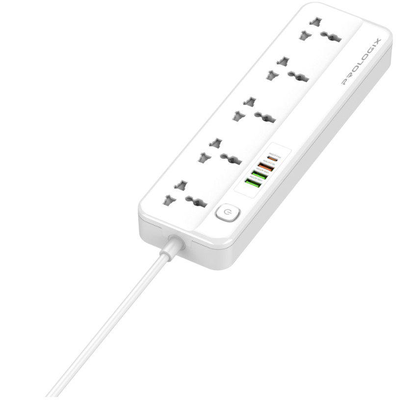 Мережевий фільтр-подовжувач PrologiX Premium PRSC5415W 5 розеток 4 USB PD+QC3.0+2 AUTO ID 2 м - фото 3