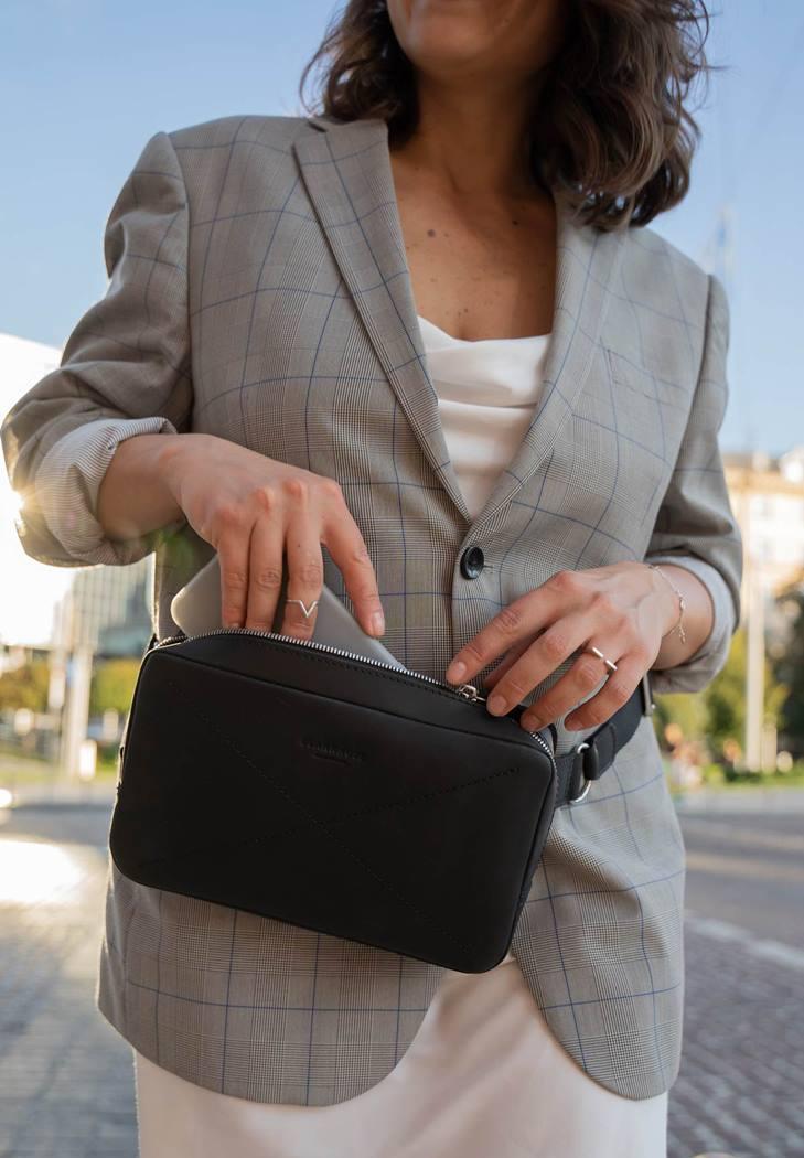 Сумка поясная кожаная Dropbag Maxi Crazy Horse Черный (A-026535)