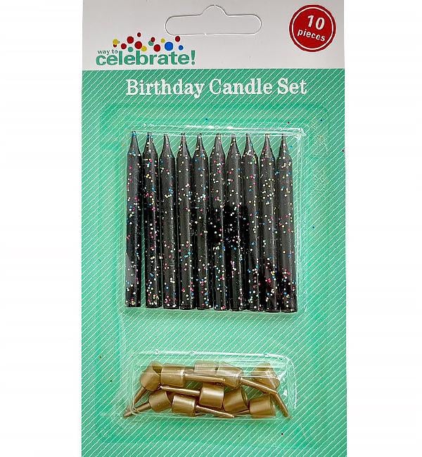 Свечи для торта Colorful sparkles 6 см 10 шт. Черный (13449644)