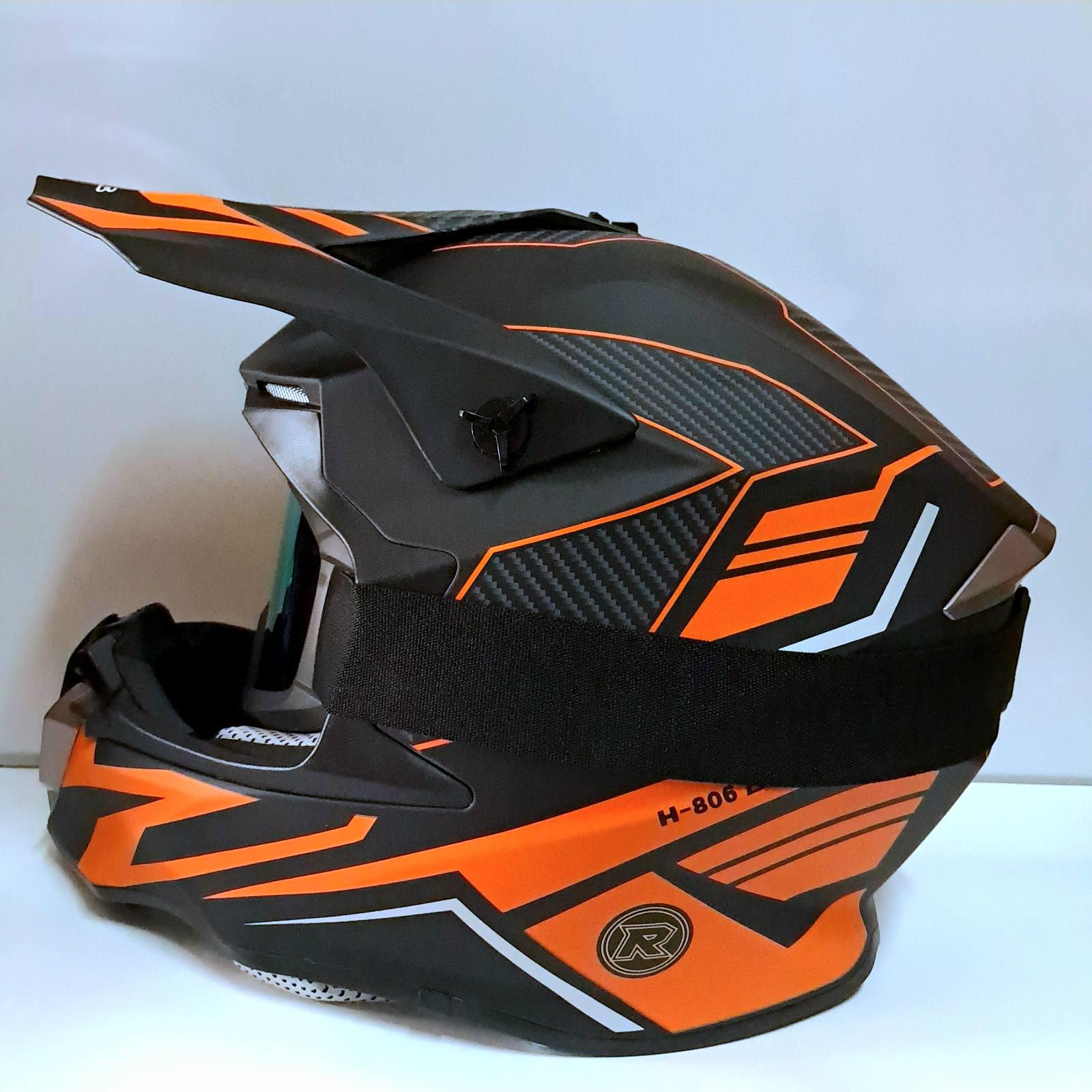 Мотошолом Крос Enduro з окулярами Black/Orange (H-KTM)