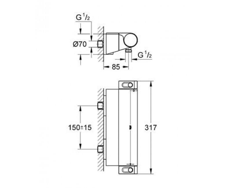 Змішувач для душу термостатичний Grohe Grohtherm 2000 34469001 Хром (54084) - фото 2