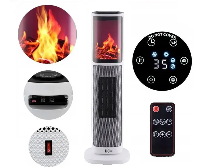 Тепловентилятор колонний Carruzzo з імітацією каміна та пультом 2000 Вт (29711459) - фото 3 Тепловентилятор колонний Carruzzo з імітацією каміна та пультом 2000 Вт (29711459) - фото 3