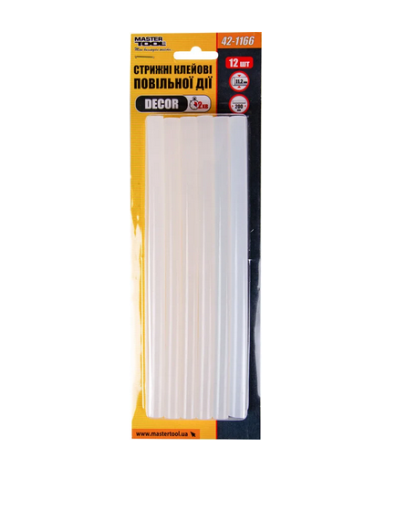Стрижні клейові MasterTool DECOR повільної дії 12 шт. 11,2х200 мм (42-1166)