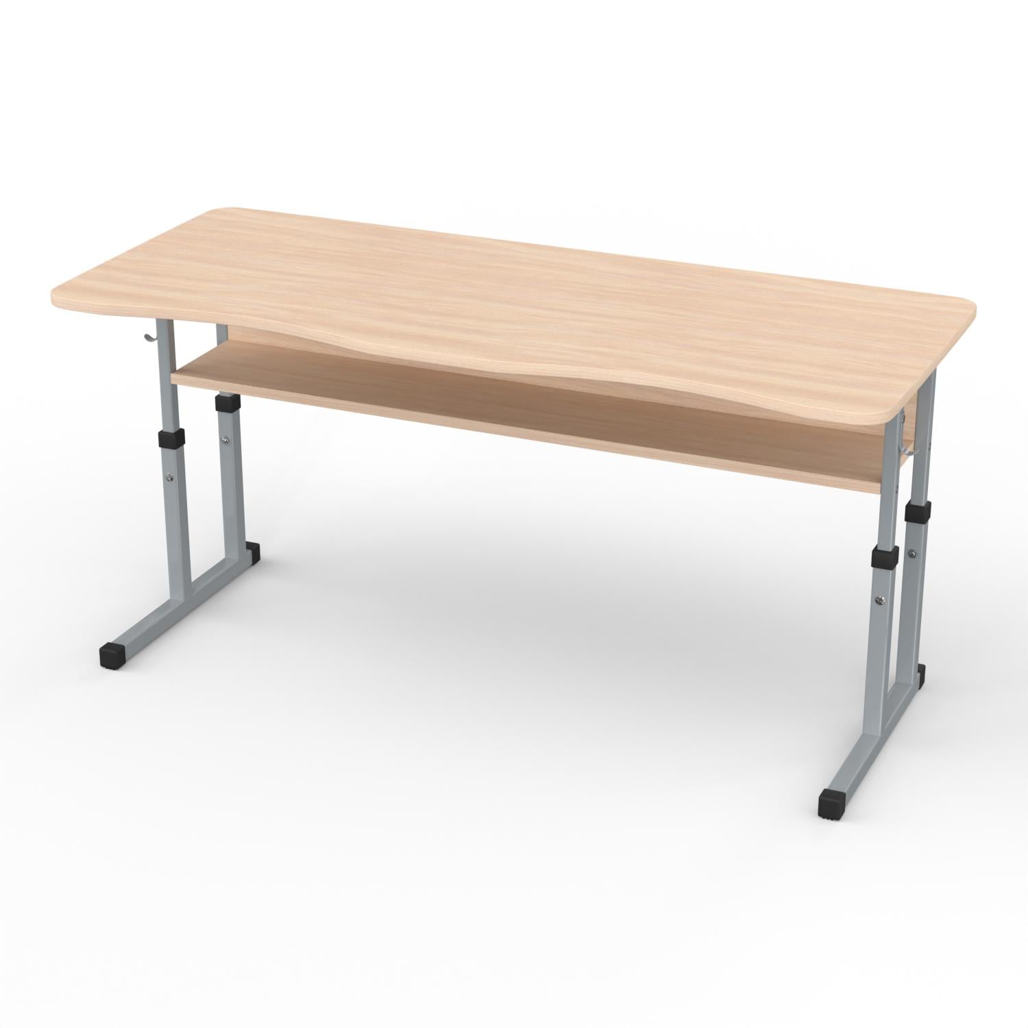 Парта школьная двухместная регулируемая 1-11 класс с вырезом под ученика 1200x500 мм Дуб молочный/Серый (1194-dm-s)