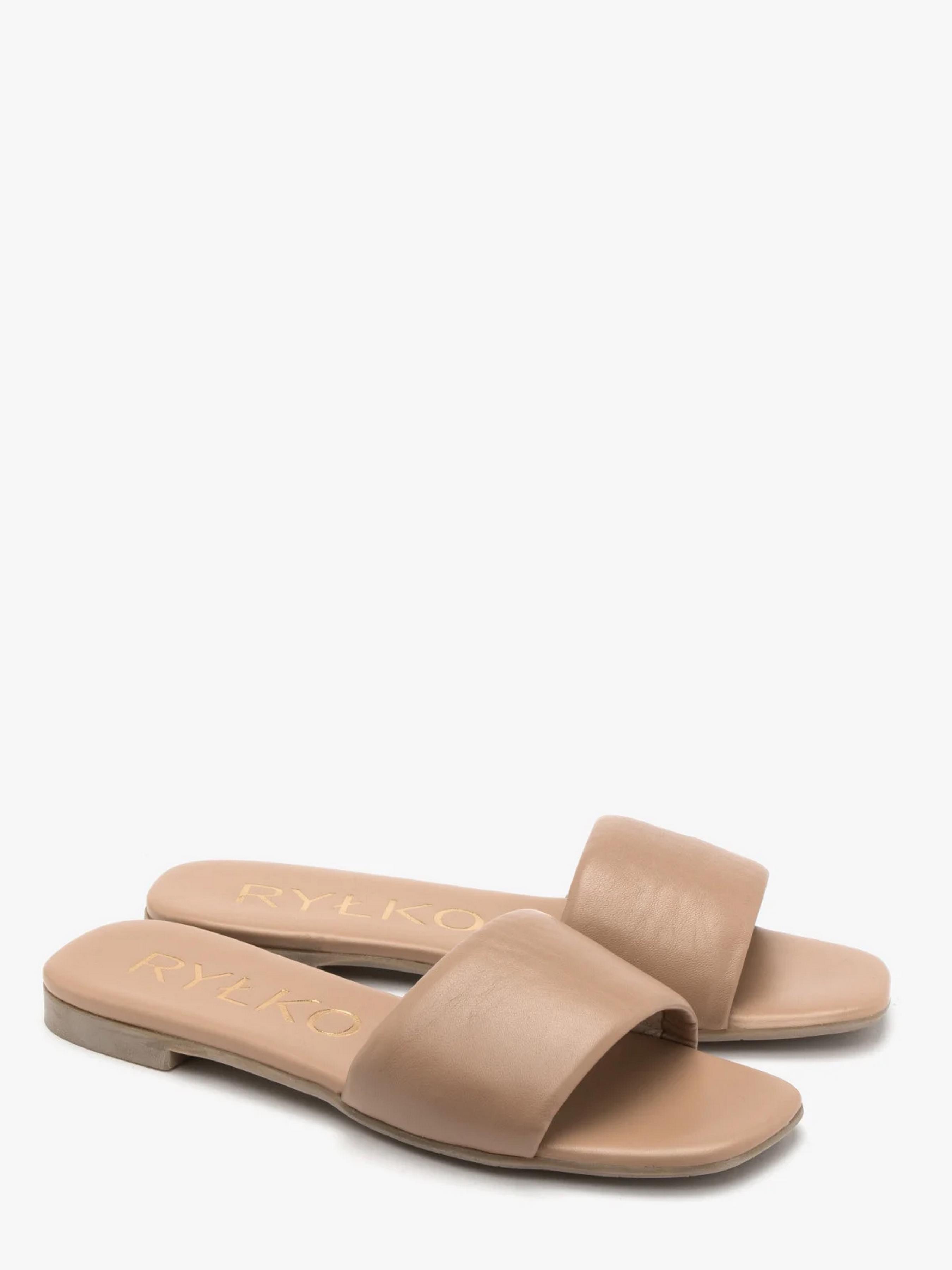 Шлепанцы женские кожаные RYLKO на плоской подошве р. 38 Бежевый (0AGH2_V_ _9TF)