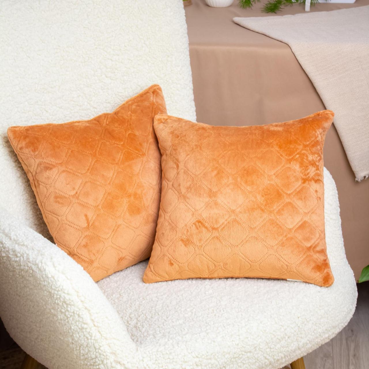 Подушка декоративная с велюровым покрытием 50х70 см 2 шт. Оранжевый