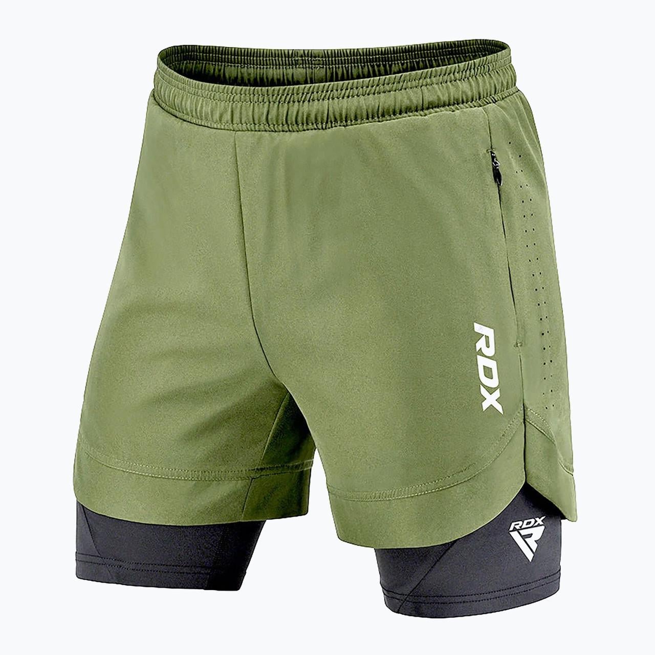 Шорты компрессионные для RDX MMA T16 2в1 XL Green/Black