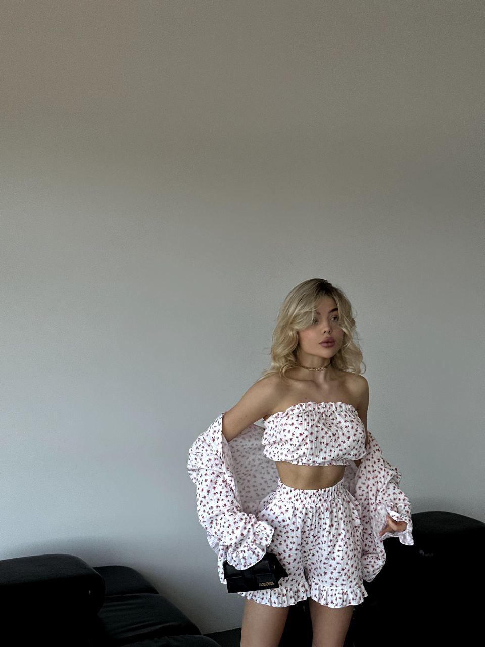 Костюм женский муслин р. 42-46 Бело-красный (ПВ23-7166/Д) - фото 9 Костюм женский муслин р. 42-46 Бело-красный (ПВ23-7166/Д) - фото 9