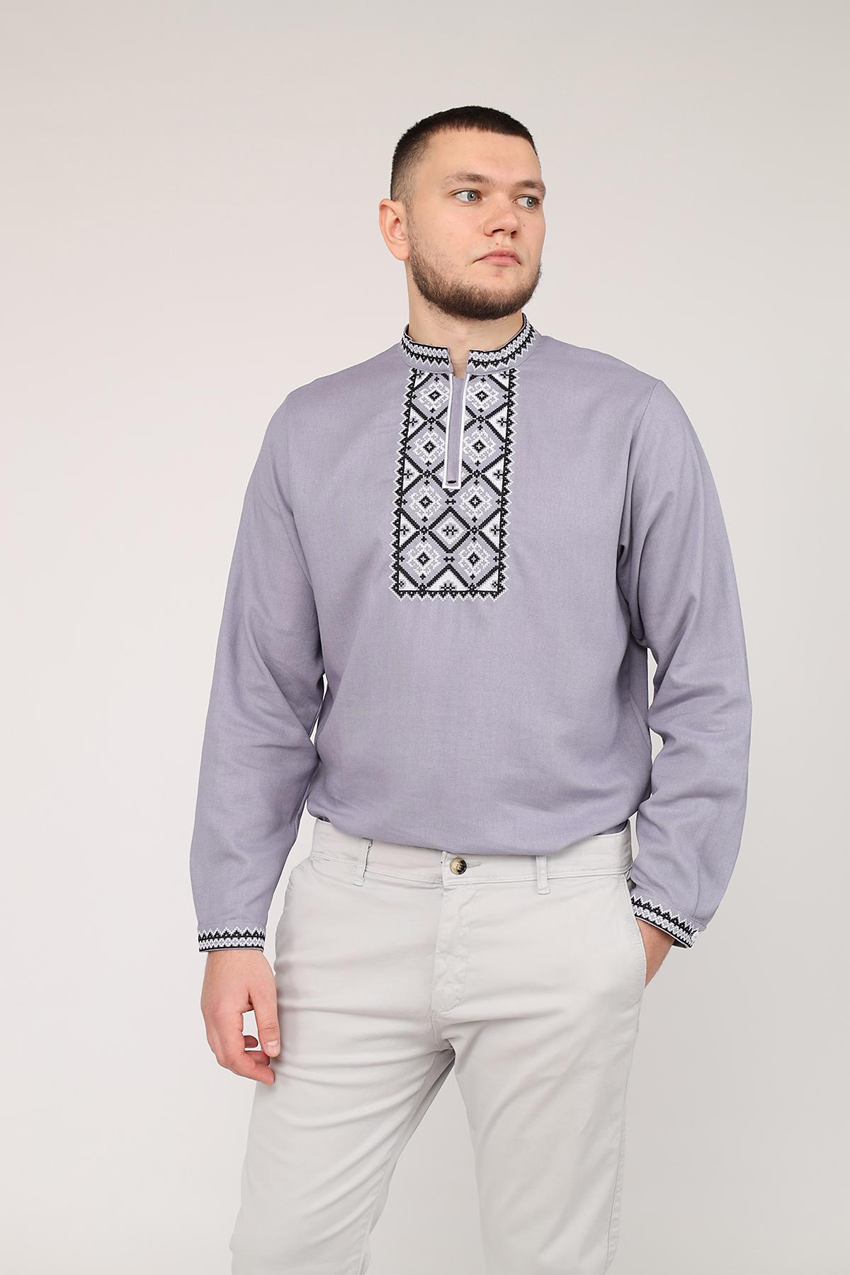 Вышиванка мужская ЦБ-00274638 54 см Серый (SKT001059106) - фото 6 Вышиванка мужская ЦБ-00274638 54 см Серый (SKT001059106) - фото 6