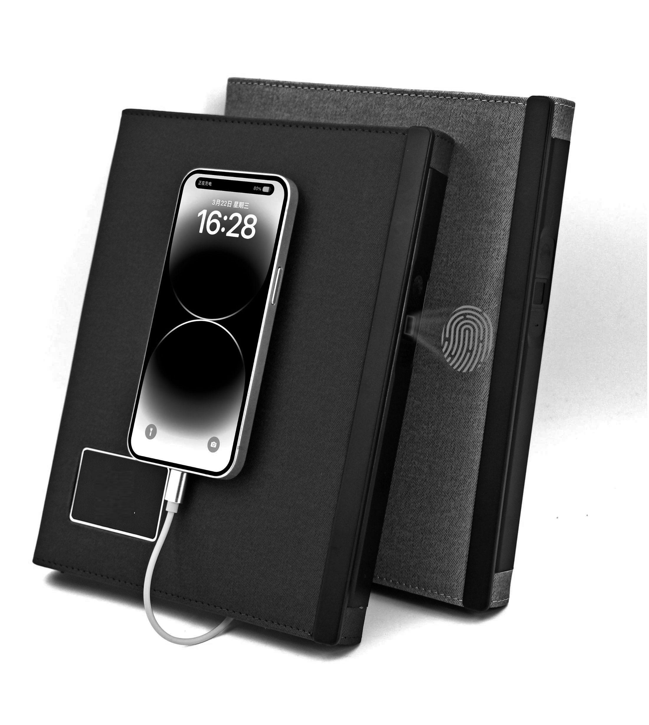 Смарт-блокнот AB tech c отпечатком пальца Touch ID и беспроводной зарядкой Черный - фото 4 Смарт-блокнот AB tech c отпечатком пальца Touch ID и беспроводной зарядкой Черный - фото 4