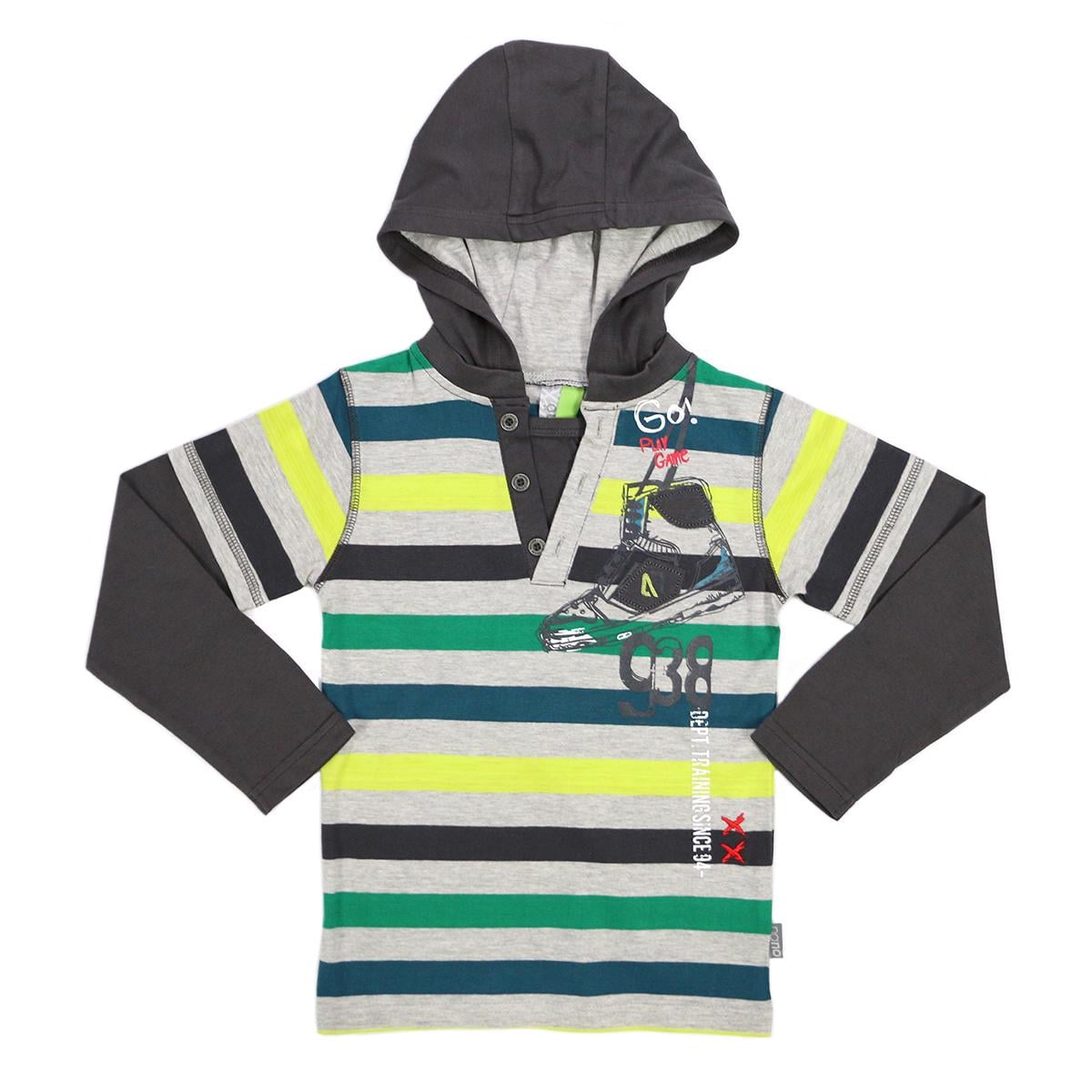 Худые хлопчатобумажные с капюшоном. для мальчика Nano F1421-09 в полоску 88-98 см Серо-зеленый (F1421-09-2)