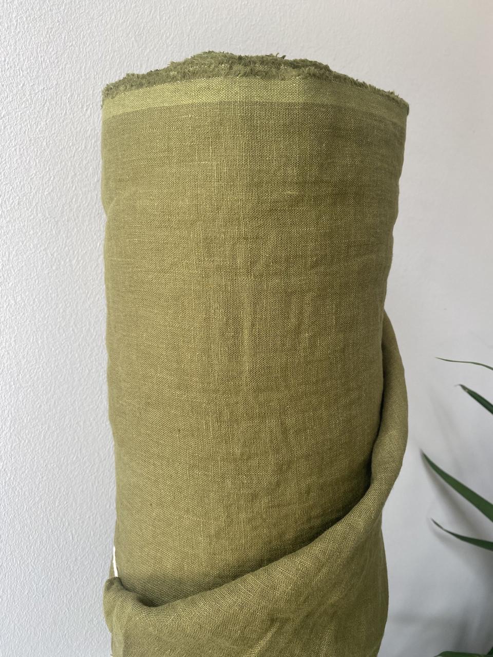 Ткань LINEN PLUS CRASH EFFECT 100% лен 145 см Хаки (433-1621MZ)