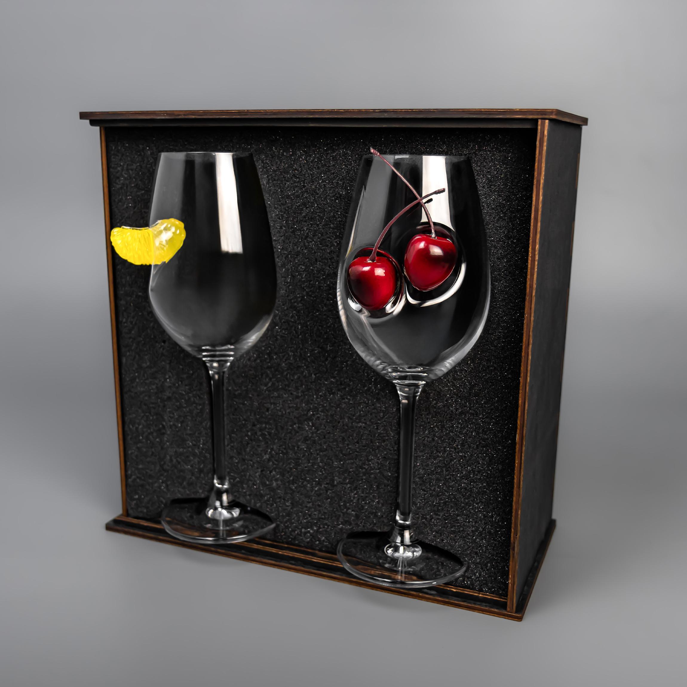 Бокалы для вина с вишней и мандарином VSKLO 350 мл 2 шт. - фото 2 Бокалы для вина с вишней и мандарином VSKLO 350 мл 2 шт. - фото 2