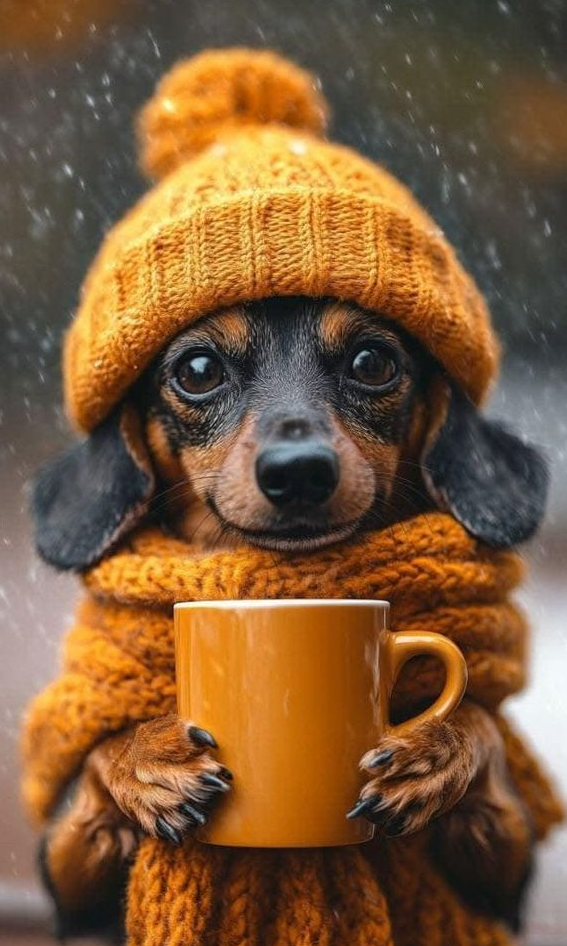 Алмазная мозаика Такса с чашкой 30х50 см (29514284)