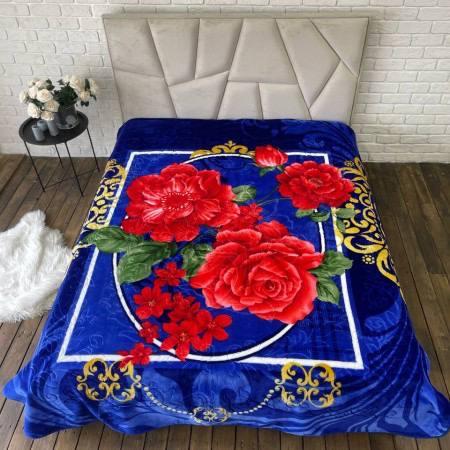 Покрывало плюшевое велюровое евро 200х240 см Синий (П4К-al-cap-pled-0017)