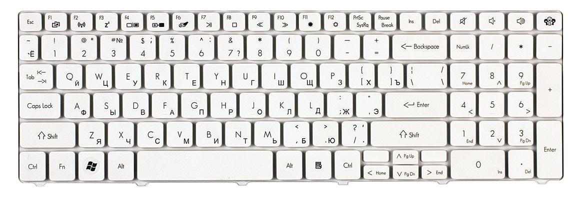 Клавиатура для ноутбука Acer Packard Bell TM81 White Клавиатура для ноутбука Acer Packard Bell TM81 White