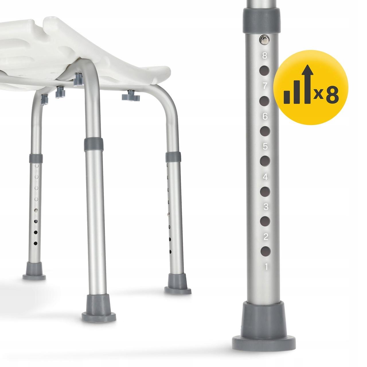 Стілець-табурет 4fizjo для ванної та душу регульований White/Grey (P-5905973403399) - фото 5 Стілець-табурет 4fizjo для ванної та душу регульований White/Grey (P-5905973403399) - фото 5