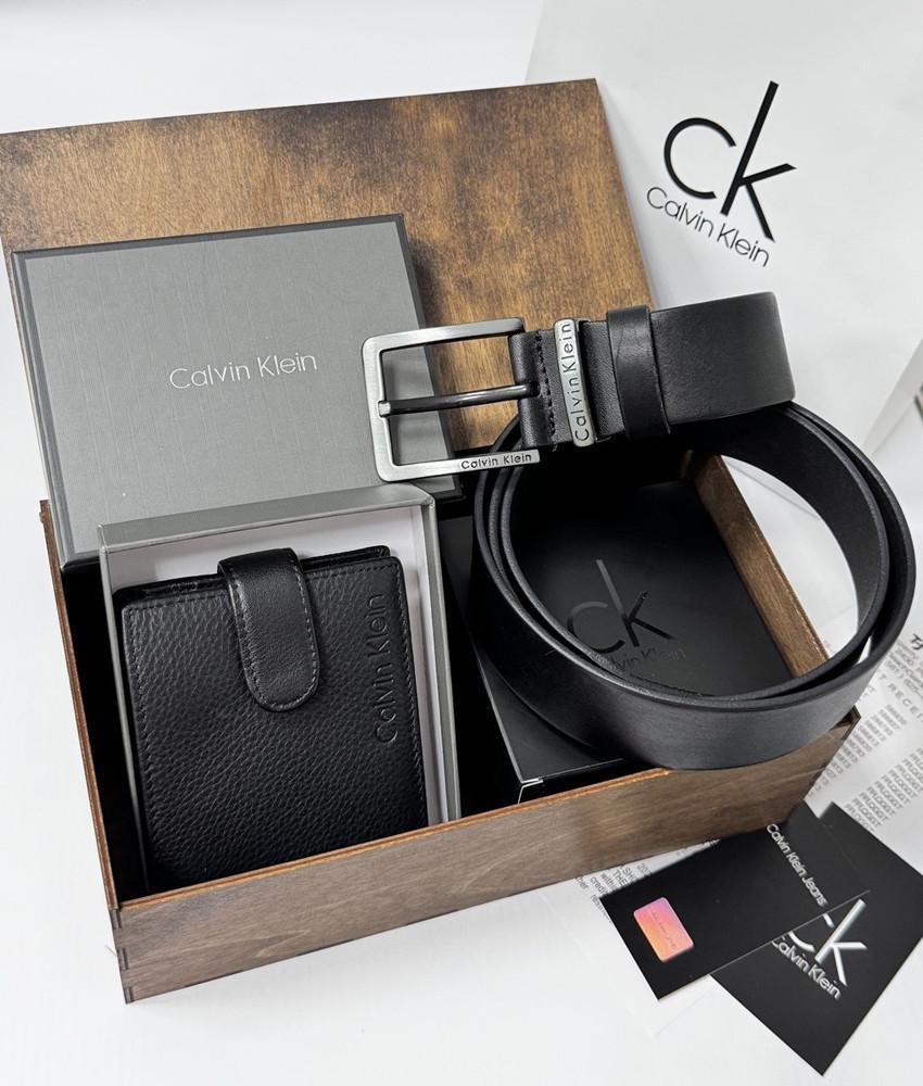 Подарочный набор ремень мужской и портмоне в деревянной коробке (СК 451 PTR)