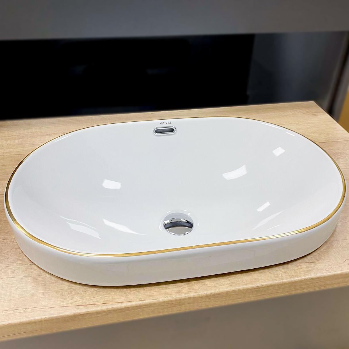 Умывальник врезной VBI GAETA White/Gold Edge (2808389342)