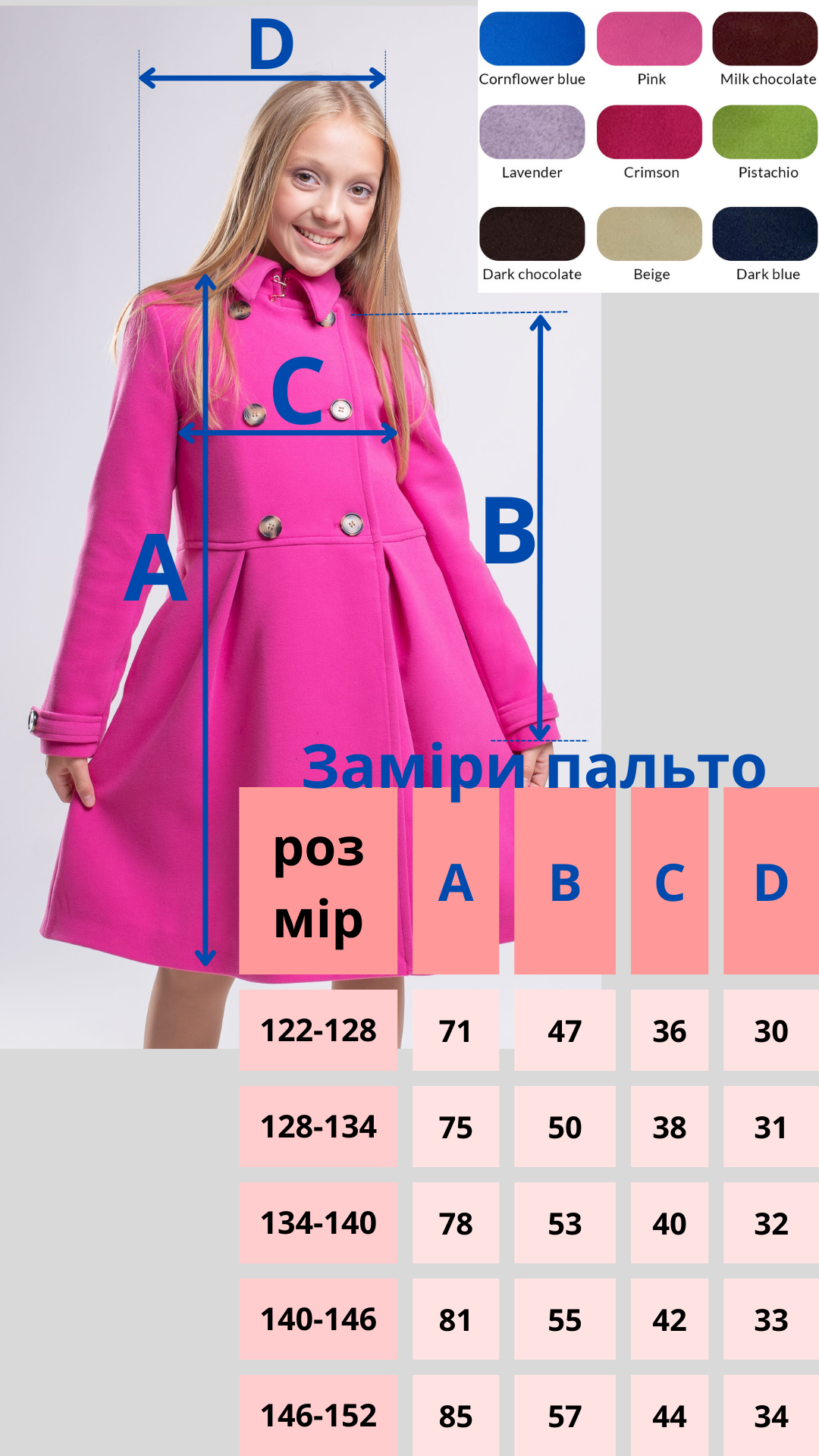 Пальто дитяче демісезонне для дівчинки 134-140 см Електрик (Pv/134-140) - фото 5 Пальто дитяче демісезонне для дівчинки 134-140 см Електрик (Pv/134-140) - фото 5