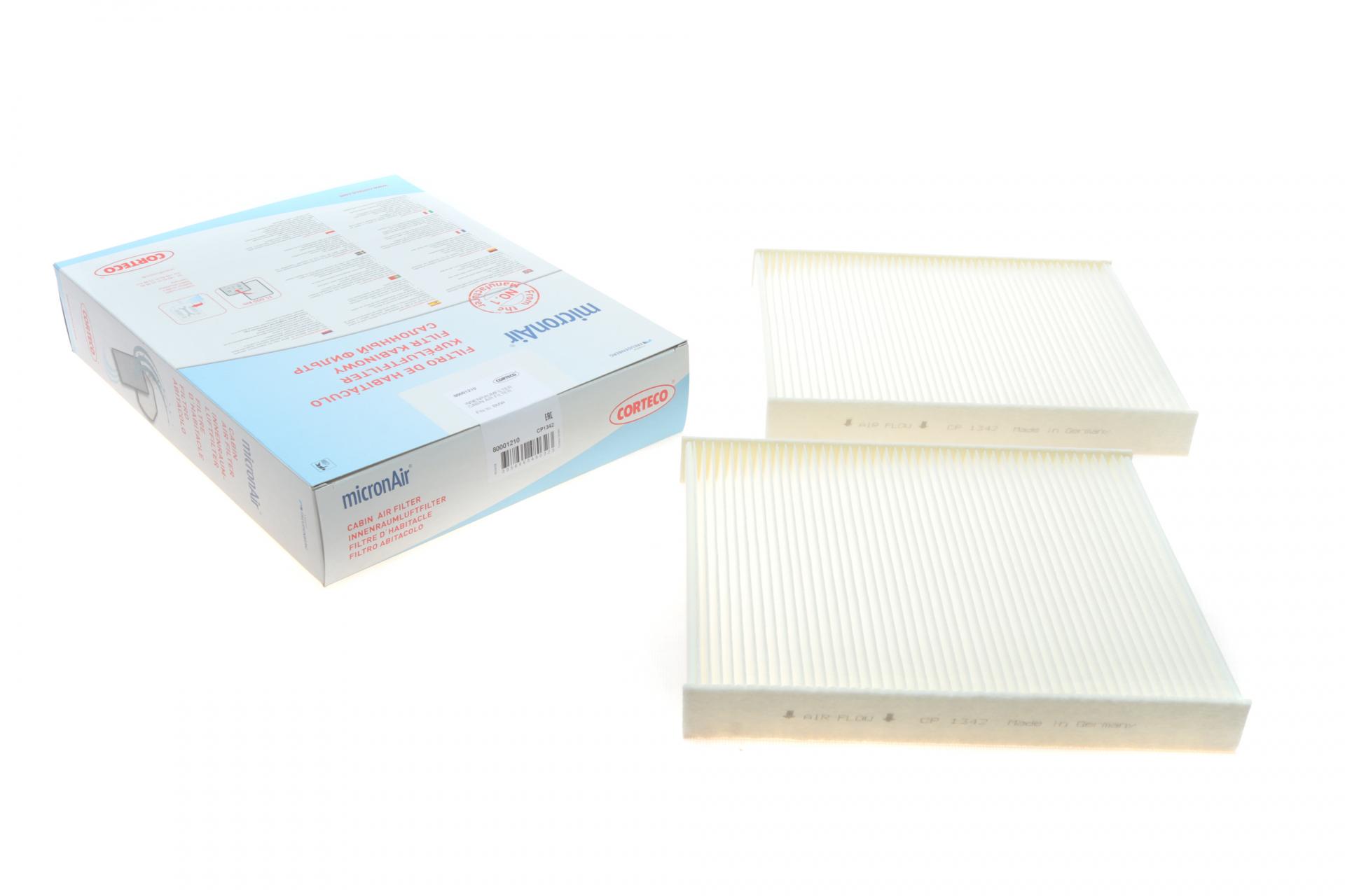 Фильтр салона CORTECO для BMW 5 F10/7 F01 08- угольный 2 шт. (80001210)