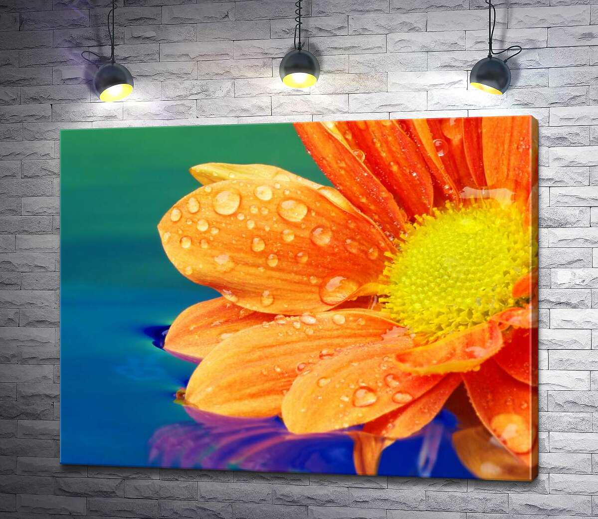 Картина ArtPoster Капли воды на оранжевом цветке герберы 130x102 см Модуль №1 (003747)