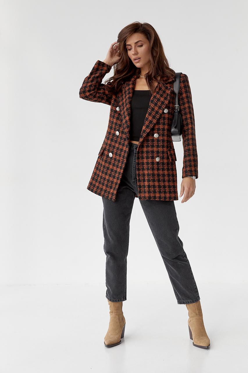 Піджак жіночий твідовий M Коричневий (9528386) - фото 6 Піджак жіночий твідовий M Коричневий (9528386) - фото 6