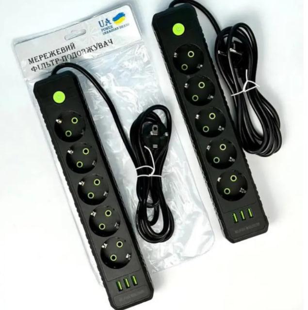Удлинитель Power F45U 3USB на 5 розеток 4 м Черный 021039) - фото 4 Удлинитель Power F45U 3USB на 5 розеток 4 м Черный 021039) - фото 4