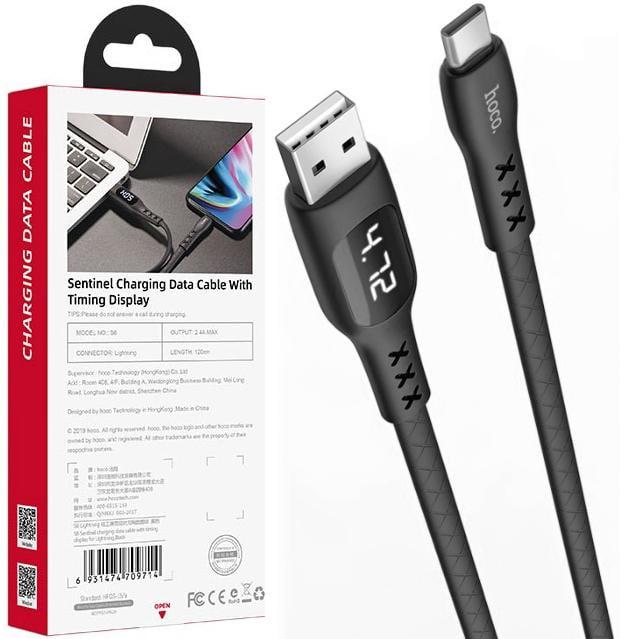 Кабель Hoco S6 USB-Type-C с индикатором напряжения 1,2 м Black (25107) Кабель Hoco S6 USB-Type-C с индикатором напряжения 1,2 м Black (25107)