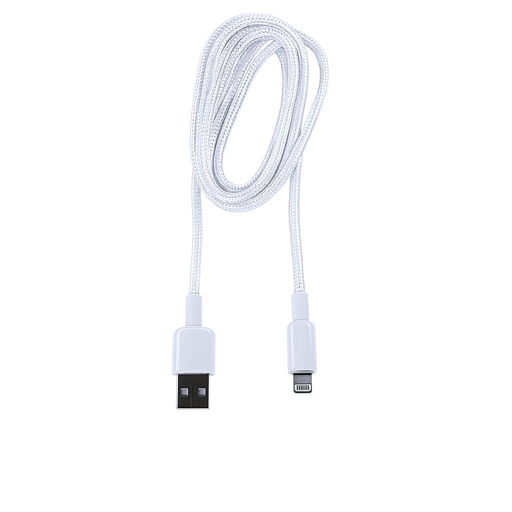 Кабель зарядный USB to Lightning KLGO S-128 3A, 1м, нейлоновый Белый (WL-1424)
